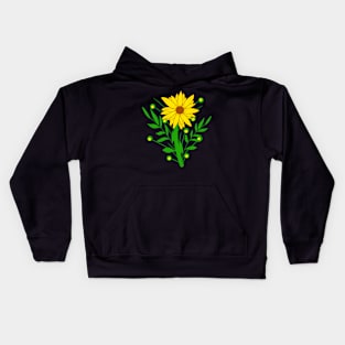 yellow sunflower floral pattern blooming blossoms flower Kids Hoodie